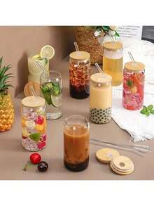 6pcs 200ML Compact Cute Stylish Heat-Resistant Transparent Glass Cups, Suitable For Espresso, Juice, Tea And Various Occasions - Clear - View 7