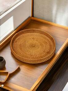 1 pieza Cesta de almacenamiento redonda tejida a mano, Cesta de mimbre, Adecuada para el hogar, la sala de estar, el comedor, picnics al aire libre, el Día de San Valentín, bodas, fiestas de cumpleaños - Multicolor - Ver 5