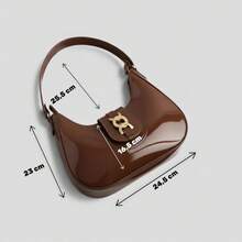 Santorini handbag Women's Medium Baguette Shoulder Bag, Stylish And Casual - 咖啡清漆 - 查看 2