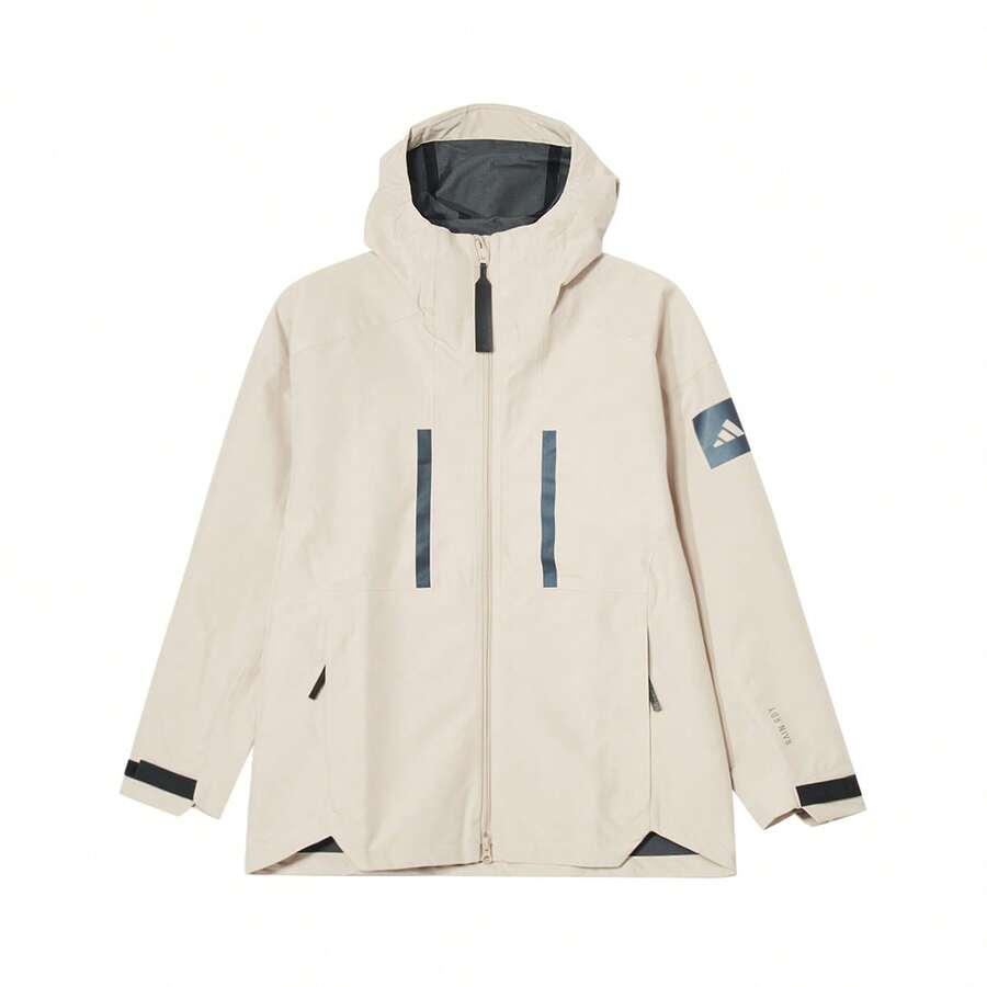 Adidas 男士休闲轻便连帽夹克，户外运动防风外套，春秋季 - 奇蹟棕 - 查看 1