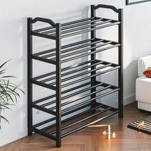 Multi-Tier Shoe Rack Organizer - Metal And Plastic, Free Standing Shoe Shelf For Various Rooms, Sturdy Floor Mount Shoe Storage With Multiple Layers - Multicolor - View 5