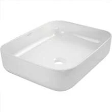 Lavabo de Cerámica Rectangular Color Blanco de Sobrecubierta sin Rebosadero. - Blanco - Ver 3