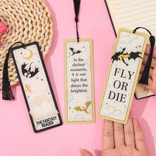 Marcapáginas creativo con diseño de Cuarto Ala - Marcapáginas de la historia del Caballero Dragón, suministros de lectura de acrílico con exquisitos borlas de seda, serie de marcapáginas de dragón gótico, el regalo de cumpleaños perfecto para amantes de los libros. - Rectángulo - Ver 12