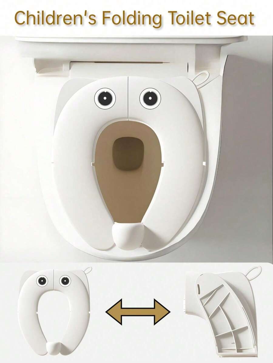PP Baby Toilet Seat Cushion, Children's Folding Toilet Seat, Gaps Won't Pinch Bottom Portable Toilet Training Suitable For Toilets In Homes/Hotels, Etc. - White - View 1