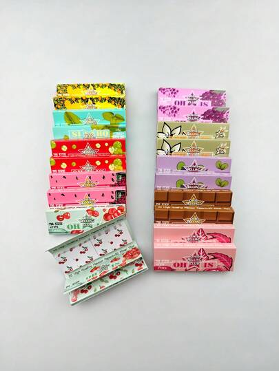 24pcs/Set New Slow Burning Scented Rolling Papers (50 Rolling Papers + 50 Filter Papers Per Pack), Smoking Accessories, Fruit Flavored Rolling Papers, Great Gift For Smoking Friends