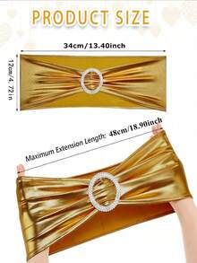 10件装奢华亮金色弹力椅套，带松紧带和金属扣滑扣，适用于婚礼、家居、派对、宴会、餐厅、酒店等场合，通用礼仪椅套 - 金色 - 查看 4
