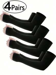 4pcs/1 Pair Beister UV Protection Cooling Arm Sleeves, Unisex Summer Outdoor Sun Protection Arm Sleeves With Thumb Hole, Men Sun Protection Sleeve, UV Protection - A - View 1