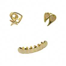 1 Set Personalized Micro-Inlaid Zirconia Heart & Teardrop Hollow Star Dental Grillz, Flat Teeth Grill, Unisex Daily Wear