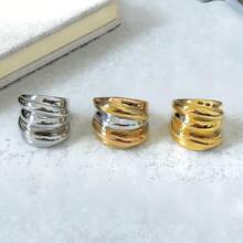 1 pieza Anillo de mujer con hilo giratorio, estilo minimalista exagerado de moda, color contrastante oro rosa, resistente al agua, no se desvanece, de alta calidad, personalizado para uso diario - Anillo de mujer de varias vueltas - Ver 9