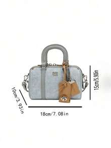 Ví nữ cổ điển họa tiết chữ cái màu trơn, kiểu dáng hình gối với hai quai xách, túi xách công sở thanh lịch, phù hợp cho mua sắm, đi làm, dự tiệc và các dịp khác. - Màu xanh lam - Xem 7