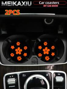 MEIKAXIU 2pcs 3D Floral Fabric Cup Mats, Car Cup Holders Coasters, Car Decor Accessories, For Women - Bubble Flowers - View 13