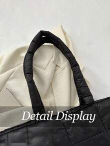 1pc Custom Name Fashion Sense Diamond Grid Large Capacity Solid Color Down Casual Thread Western-Style Shoulder Handbag, Women's Shoulder Bag With A , Casual, Simple Design In A Solid Color. - Multicolor - View 4