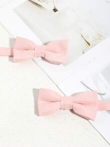 2pcs/Set Unisex Fashion Solid Color Plush Bow Tie Set, Suitable For Party, Daily, School, Banquet, Holiday, Couple Gift Matching - A - View 6