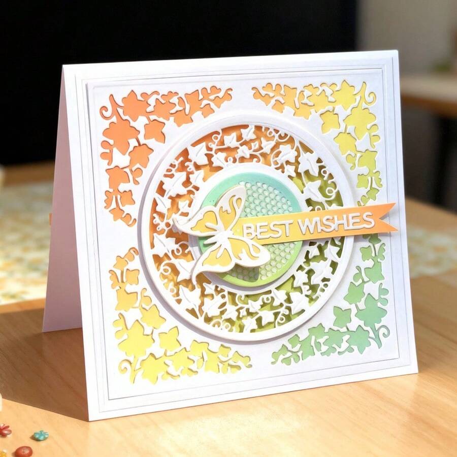 Creative Butterflies And Leaves Metal Cutting Dies, DIY Scrapbooking Album And Embossing Stencil, Greeting Card Making Tool, Card Paper Cutting Crafts ,Gift Card Making Template Die Cuts. - Silver - View 1