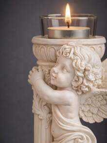 1/2 chiếc chân nến hình thiên thần kiểu châu Âu cổ điển, chân nến trụ bằng nhựa lãng mạn, thích hợp cho bữa tối dưới ánh nến, quà tặng ngày Valentine và trang trí đám cưới. - Nhiều màu - Xem 2