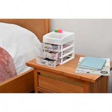 CYItalhome Cajonera De Plástico Mini Organizador De Escritorio Multiusos Con 3 Cajones Transparentes Sesia - Blanco - Ver 2