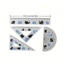 4pcs/Set Multifunctional Cat Shaped Ruler Set, Suitable For Office And Home Use - Multicolor - View 2