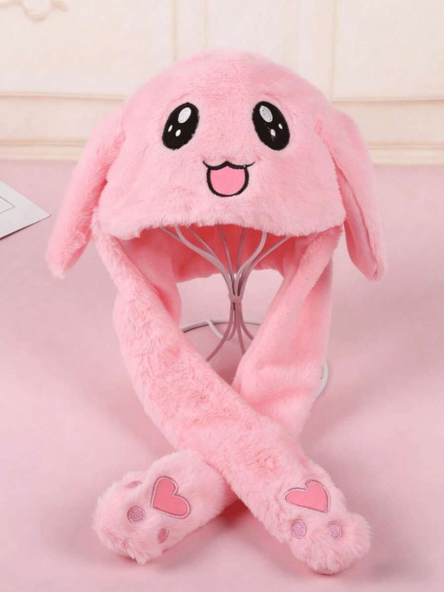 1pc Cartoon Rabbit Ear Hat With Movable Ears, Suitable For Birthday Party, Christmas, Easter Costumes - Pink - View 1