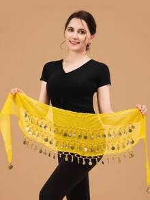 Women's Belly Dance Hip Chain - 66 Gold Coin Tassels In A Fan Skirt Wrap, Featuring Sequins And Coin Designs, Elastic Waistband, Suitable For Belly Dance, Hip Hop, Street Dance - Performance Costume Accessory, Dancewear, Dance Performance - Multicolor - View 11