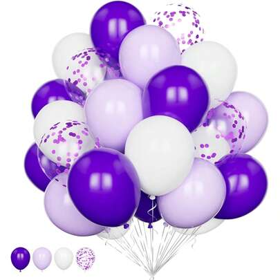 Purple Balloons Set, 20Pcs Purple And White Balloon, Pastel Dark Deep Purple Confetti Helium Latex Balloons Pack For Girls Women Birthday Wedding Anniversary Baby Shower Party Decorations