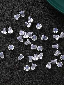 100pcs/200pcs Silicone Ear Stud Backs - Secure & Comfortable Transparent Earring Support For All Occasions - Clear - View 1