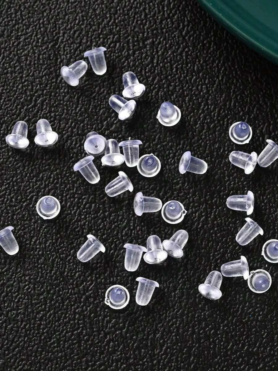 100pcs/200pcs Silicone Ear Stud Backs - Secure & Comfortable Transparent Earring Support For All Occasions - Clear - View 1