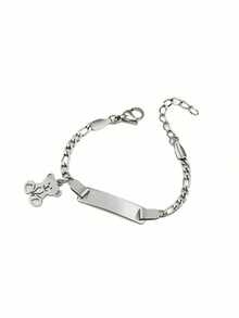 Customizable Name Bracelet - Customized Engraved Teddy Bear Pendant Stainless Steel Jewelry, Name/Letter Customized Gift (Birthday, Epiphany), All-Season Multi-Purpose Friendship Bracelet - Multicolor - View 6