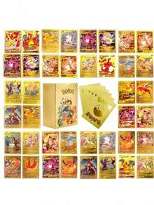 Pokemon 55PCS Pokemon Anime Figure Cards, Black /Silvery/Gold Foil Pokemon Cards,EnglishAnime Game Cards,Creative Tables Games Deck Cards Suitable For Collection Random Style Pattern - Multicolor - View 6