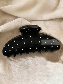 2个/1个 3.62英寸/9.2厘米 黑白波点塑料发夹，时尚百搭，简约优雅设计，纯色发爪，适合日常、休闲、派对、通勤、海滩、度假、扎马尾、盘发、洗脸、化妆等场合，可作服装配饰，女士头巾冬季发饰，女士发爪夹夏季 - 彩色 - 查看 6