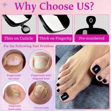 144pc Black Press On Toenails Women Toe Nail Press Ons, Black Toe Press On Nails Fake Toenails Square Fake Toes Nail Tips Glue On Toenail False Nail Feet Stick Acrylic Toes Nails Kit With Glue Tab - ColorA - View 5