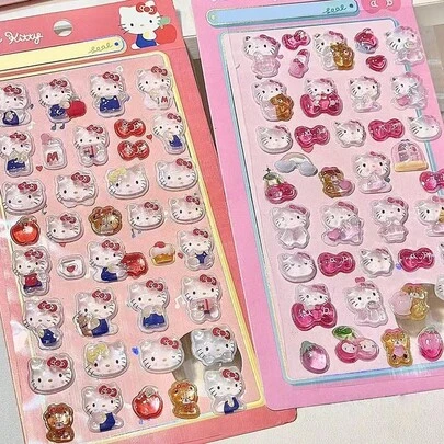 1pc 3D Cartoon Cat Sticker, Reusable Waterproof Sticker, DIY Craft Sticker, Suitable For Notebook, Water Bottle, Car, Gift Box, Party Decoration, Plastic, School Supplies, Back To School
