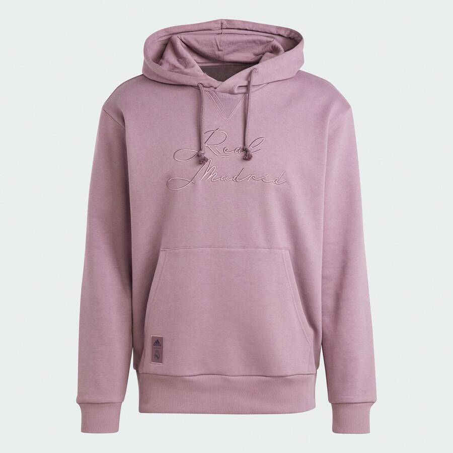 Adidas 男士休闲连帽针织卫衣，带抓绒内衬，适合春秋季穿着，IT3766 - 暗灰紫粉 - 查看 1