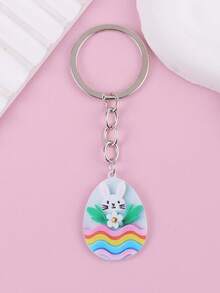 1个卡通复活节彩蛋兔子钥匙扣，百搭时尚配饰，复活节送给朋友的时尚礼物 - 彩色 - 查看 12