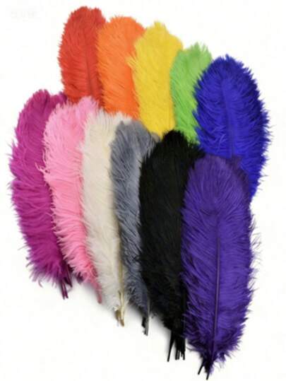 5pcs/Pack, 20-25cm (7-9 Inches) Long Colorful Artificial Ostrich Feathers, Suitable For Crafts, Wedding Decorations, Handmade Accessories, Tabletop Decor And Carnival Feather Decorations.