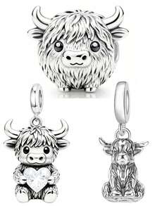 1pc Cute Niche Creative Highland Cow Beaded Pendant, Versatile For DIY Bracelet, Necklace, Small Gift