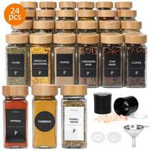 Tomnk 24/15pcs 4oz Glass Spice Jars, 4-Ounce Square Empty Spice Jars With Shaker Lids - Complete With Labels, Collapsible Funnel & Cleaning Brush For Kitchen, Spice Rack Or Cabinet Storage, Cooking Tools, Seasoning Tools, Family Dinner Supplies - 無色 - 查看 13