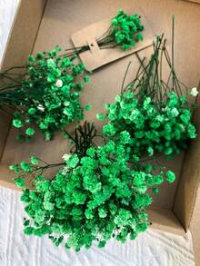 50/100 件人造白色迷你干满天星花，花瓶填充物，适用于婚礼、家居、办公室、派对、花园、卡片制作、DIY 装饰 - 綠色 - 查看 2