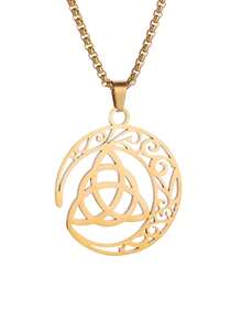 1件新款不锈钢爱尔兰凯尔特结新月项链，男女通用，三位一体幸运护身符首饰礼品 - 時尚 - 查看 10