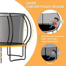 CYTrampolín para Exteriores para niños y Adultos Cama elástica de 12 pies y 14 pies con Postes curvados Reforzados Trampolines recreativos con Escalera y Red de recinto - Naranja - Ver 2