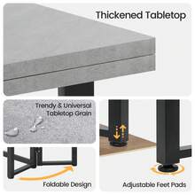 Dining Table And Chairs Set Of 4,Concrete Effect Folding Table With Upholstered Faxu Leather Chairs For Dining Room,Kitchen - Cement Gray Table + Linen Gray Chair - View 6
