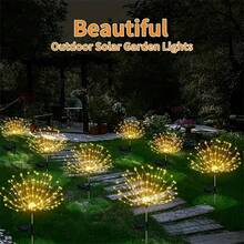 6/12-Pack Outdoor Solar LED Fireworks Lights - Multiple Colors Available, IP65 Protection Rating, 8 Lighting Modes, Suitable For Outdoor Christmas And Valentine's Day Decorations For Villas, Parties, Weddings, Lawns, Etc. | Outdoor Lighting - 彩色 - 查看 10