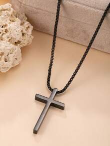 1pc Minimalist Stainless Steel Cross Necklace, Suitable For Men To Wear In All Occasions - Pendant Necklace - View 6