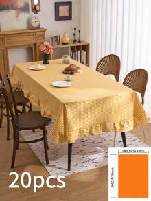 1pc Fresh Minimalist Style Yellow Plaid Ruffle Tablecloth, American Farmhouse Style For Kitchen, Dining Table, Coffee Table, TV Stand, Entryway, Suitable For Holidays, Parties, Weddings, Banquets, All Season Photography Background - Yellow - View 17