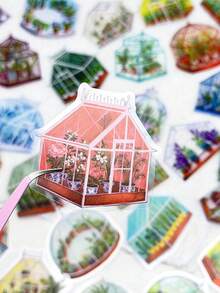 50pcs Gothouse Flower Sticker Cartoon Hand-Drawn PET Transparent Decals For Laptop Luggage Bottle Scrapbook Diary Phone Case Sticker - Multicolor - View 7