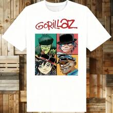 Rock Print T-Shirts Music Band Gorillazs Punk 90s Casual Fashion New Men Short Sleeve Plus Size Pure Cotton T-Shirt Unisex - màu đen - Xem 11