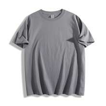 Women's Solid Color Simple Crewneck Short-Sleeved Summer T-Shirt, Daily Wear-Unisex Summer Casual Vintage Cotton Printed T-Shirts For Couples - 灰色 - 查看 5