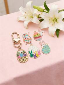 30Pcs Easter Day DIY Charms Enamel Bunny Carrot Egg Cartoon Pendants DIY Crafts Supply Jewelry Making Holiday Gift(Style Random) - Multicolor - View 10