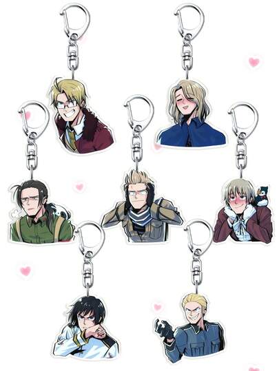 1pc Anime Hetalia Acrylic Keychain - Action Figure Display, Bag Charm Backpack Keychains And Phone Accessories Desk & Home Decor Figurine Statue, Valentine's Day, Perfect Birthday Gift For Friends