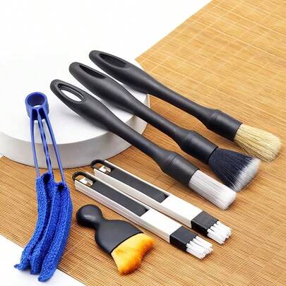 5/7/9pcs Car Cleaning Brush Set, Car Interior Detail Dust Brush, Fleece Brush, Soft Detail Dust Removal Brush, Suitable For Cleaning Car Dashboard, Wheels, Seats, Air Conditioner Vents, Car Supplies