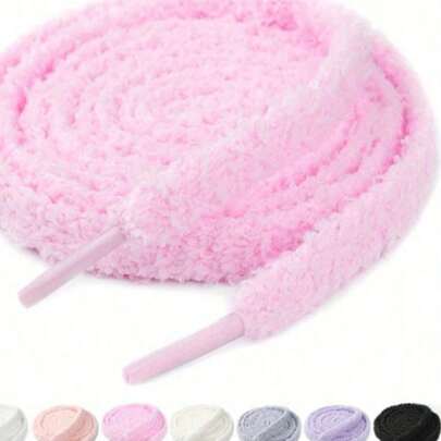 1 par fluffiga mjuka skosnören, förtjockade och breddade, lämpliga för olika skor, kläder, accessoarer med dragsko